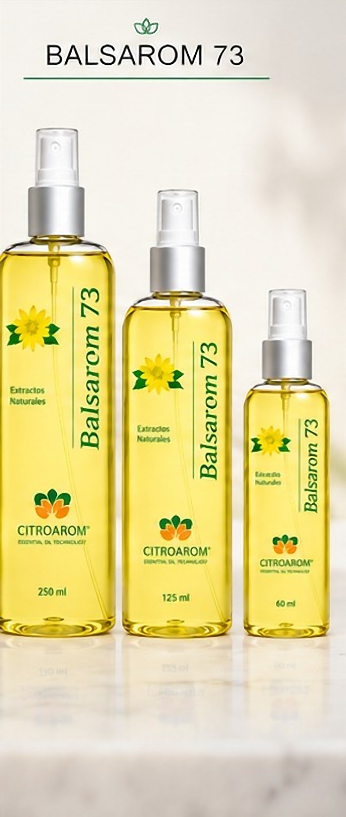 Balsarom 73: presentaciones de 250 ml, 125 ml y 60 ml