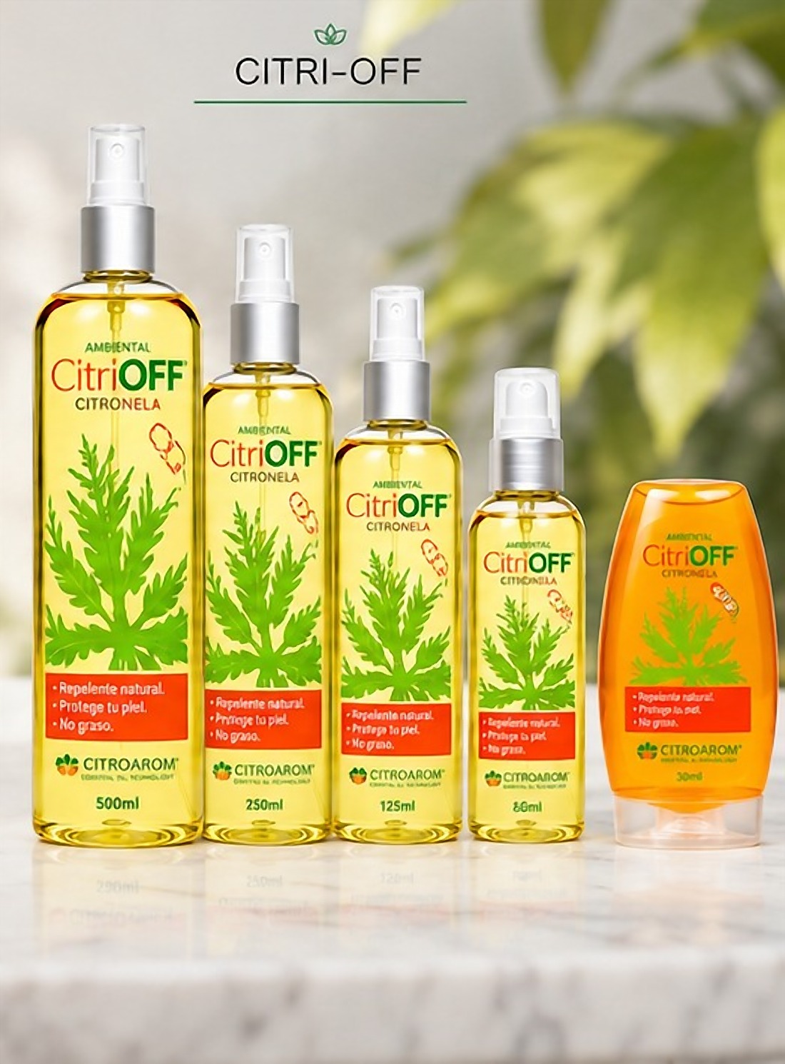 Citri-Off: presentaciones de 500 ml, 250 ml, 125 ml, 86 ml y 30 ml